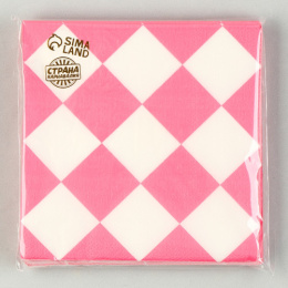 Салфетки бумажные  20шт. 33х33см 2-х слойные Розовые ромбики Страна Карнавалия 10083678