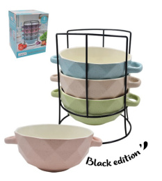 Набор бульонниц керамических 4шт. на металлической подставке 630мл Нежный, в п/у Lavenir 22025