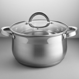 Кастрюля из нержавеющей стали  5,0л 220мм стеклянная крышка Webber BE-146/2