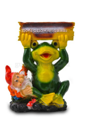 Фигурка садовая гипсовая Лягушка с табличкой "Добро пожаловать" 29х36см ГусьДекорЛюкс 8С16