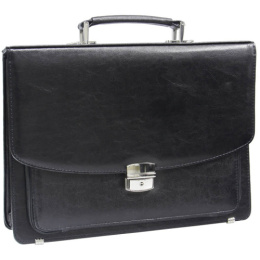 Портфель кожзам Fetida, 3 отделения, черный, металлический замок, с ремнем ПОКЗ_589