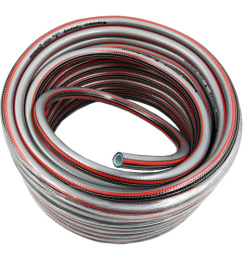 Шланг поливочный ПВХ армированный Триумф 3/4" (19мм) 25м, 270г, 6-ти слойный, серый с красной полосой ForPlast Т6-3/4-25