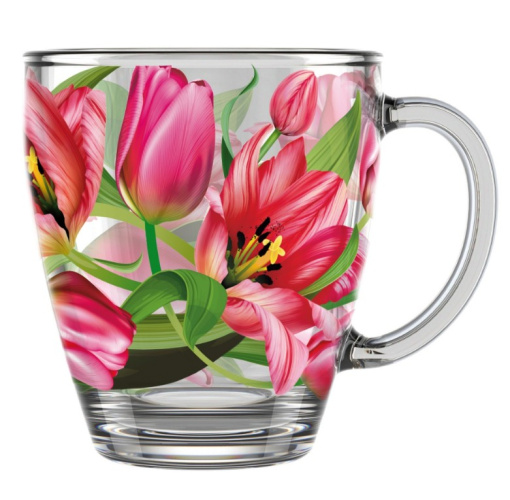 Кружка стеклянная 350мл Тюльпаны Декостек 2025-Д
