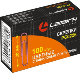 Скрепки 28мм 100шт. Lamark, цветные 128/80300