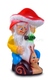 Фигурка садовая гипсовая Гном под грибом 38х70см ГусьДекорЛюкс 2С14