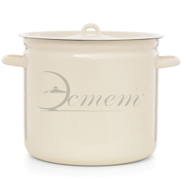 Кастрюля эмалированная 12,0л цилиндрическая с металл. крышкой без декора Жемчужная Эстет ЭТ-72960