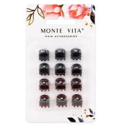 Крабы для волос Monte Vita набор 12шт. черные/коричневые, 0,8см 457026