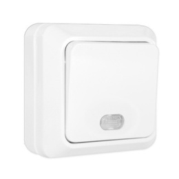 Выключатель для открытой установки Олимп 1 клавиша с подсветкой 10А, белый UNIVersal О0121