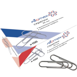 Скрепки 28мм 100шт. Attomex, оцинкованные, овальные, в к/к 4135601