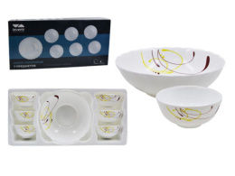 Набор салатников стеклокерамических  7шт. (1шт.-200мм/1020мл, 6шт.-110мм/250мл) Модена, в п/у Lavenir 7PCS 7081