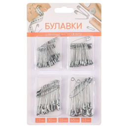 Набор булавок металлических  95шт. серебро, на блистере 308-027
