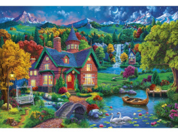 Алмазная мозаика на подрамнике 40х50см Ночной домик в горах НД-8616