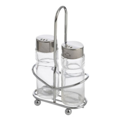 Набор для специй стекло + нержавеющая сталь 2 предмета на подставке, Spezia Mallony 009366