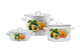Эмаль набор посуды Магн 3 предм. кастрюли цилиндрические с металл. крышками 1,5л, 3л, 4,5л 33-Авокадо, белый Эмаль Магнитогорск 4-325/4