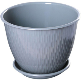 Горшок для цветов пластиковый Корсика с поддоном 1,8л d-17см h-13см серый муссон 5plast 5PL0293