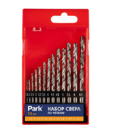 Сверла по металлу  1,5-6,5мм набор 13шт. быстрорежущая сталь цилиндрический хвостовик Park 107348