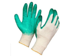 Перчатки хлопчатобумажные обливные с одинарным латексным покрытием, класс вязки 13