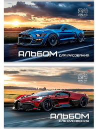 Альбом для рисования 24 листа Авто и природа-8, на скрепке 24-7281