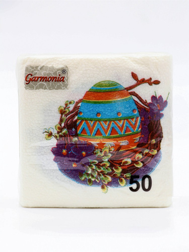 Салфетки бумажные  50шт. 24х24см однослойные Пасхальные Garmonia 4843809