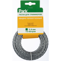 Леска для триммера квадратная перекрученная 2,4мм, 15м, на подвесе Park 990630