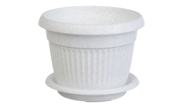 Кашпо пластиковое Ливия с поддоном  0,6л d-12см h-9см мраморный Idea М3009