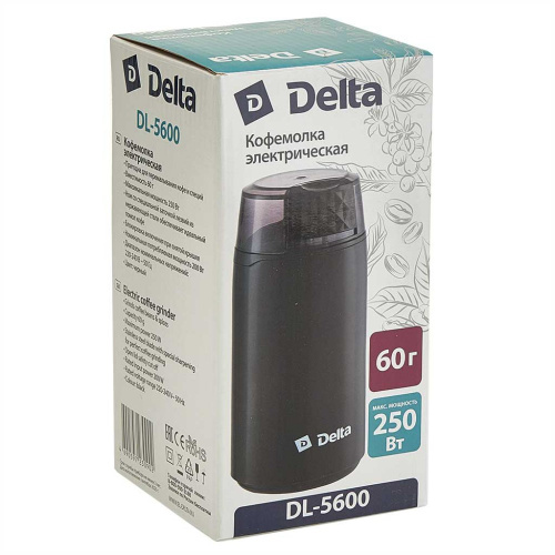 Кофемолка электрическая 250Вт, вместимость 60г, черный Delta DL-5600