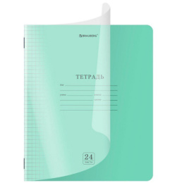 Тетрадь  24 листа клетка Brauberg Smart Cover, пластиковая обложка, зеленый 405034