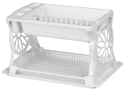 Тарелосушка пластиковая 2 яруса с поддоном 48х31х28,5см, белый Ар-Пласт 16013
