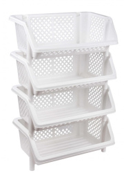 Этажерка четырехсекционная пластиковая Универсал 60х37,5х89,5см белый Альтернатива М6528