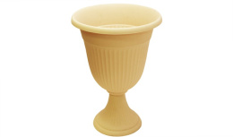 Вазон для цветов пластиковый Ливия высокий на ножке  7,1л d-30см h-38см белая глина Idea М3202