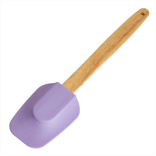 Лопатка силиконовая 28см деревянная ручка, лавандовый Alpenkok AK-6079S
