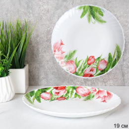 Тарелка стеклокерамическая мелкая 190мм Тюльпаны White Lily LHP-75 (7259)/717709
