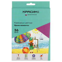 Карандаши цветные 36 цветов Красин Яркие моменты, шестигранные КР-360700