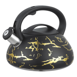 Чайник из нержавеющей стали со свистком 3,0л черная ручка, черный с золотом Alpenkok AK-538