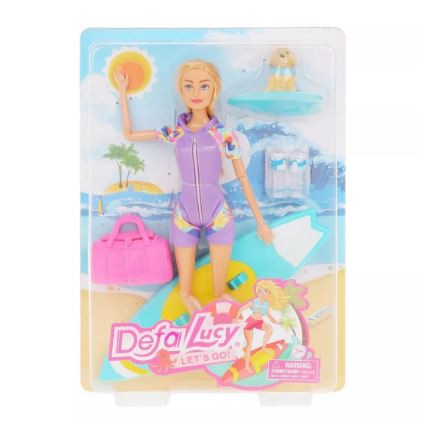 Кукла 29 см Пляжный отдых, с аксессуарами 5 предметов, на блистере Defa Lucy 8471 violet