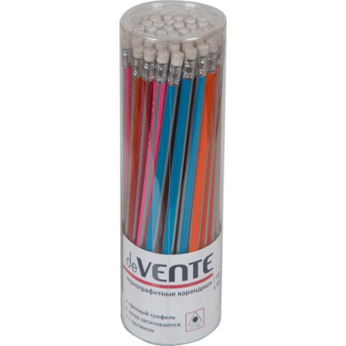Карандаш чернографитный с ластиком Devente HB трехгранный 5032603