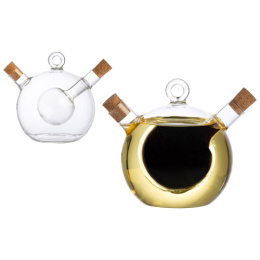 Емкость для масла и уксуса стеклянная Oliva 0,35/0,05л, круглая, в п/у Mallony 105013