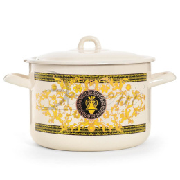 Кастрюля эмалированная  4,3л цилиндрическая с металл. крышкой с декором Греческий узор Эстет ЭТ-72519