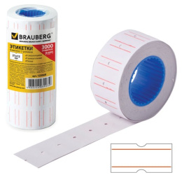 Этикет-лента 21х12 белая с красной полосой прямоугольная 600шт. 123568