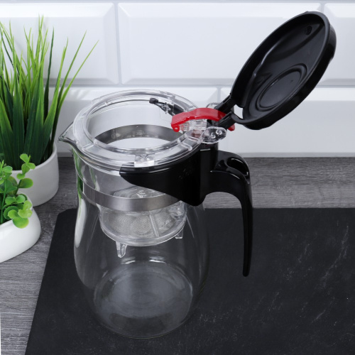 Чайник заварочный стекло+пластик 0,75л с рычагом A8725/667430