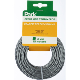Леска для триммера квадратная перекрученная 3,0мм, 15м, на подвесе Park 990632