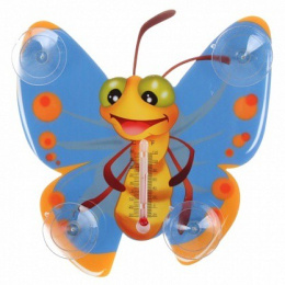 Термометр наружный пластиковый детский Бабочка с присосками 15х13см в пакете Первый термометровый завод ТБ-308