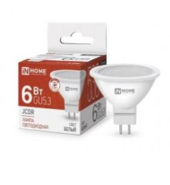 Лампа светодиодная  6Вт (эквивалент  60Вт) 230В GU 5.3 4000К белый свет In Home LED-JCDR-VC 0372