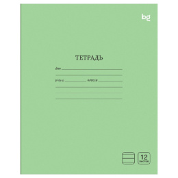 Тетрадь  12 листов линейка BG Однотонная, зеленая Т5СК12 08884