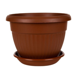 Горшок для цветов пластиковый Флора с поддоном 1,6л d-17см h-12,5см терракотовый 5plast 5PL0278