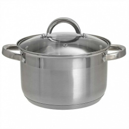 Кастрюля из нержавеющей стали  4,0л 200мм стеклянная крышка, Standart Webber BE-112/2