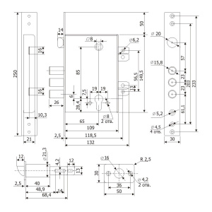 Замок врезной Гардиан-3311 правый Гардиан 30981