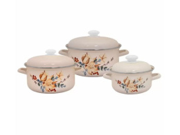 Эмаль набор посуды Стэма 3 предм. кастрюли цилиндрические с металл. крышками 1,5л, 2л, 3л Унесенные ветром Лысьвенские эмали С-124АП2/4Жм