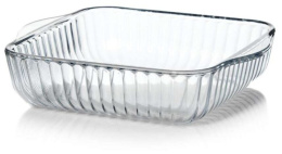 Форма для запекания стеклянная жаропрочная квадратная 25,6х22х6см 1,95л рифленая с ручками Borcam 59384 SB