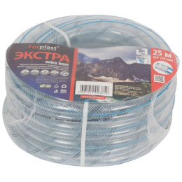 Шланг поливочный ПВХ армированный Экстра 3/4" (19мм) 25м, 230 грамм, 3-х слойный, прозрачный ForPlast 111068